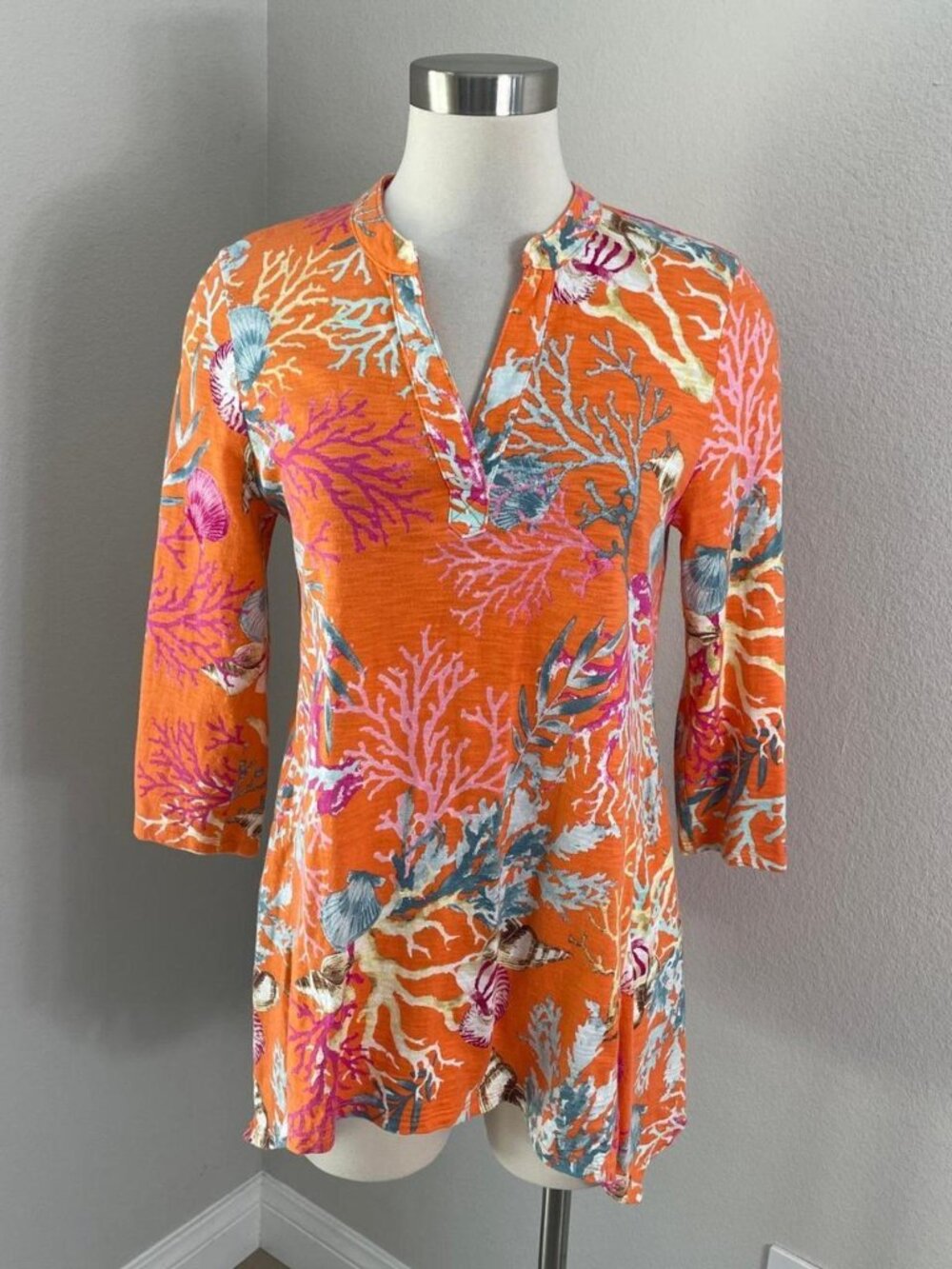 Chico's Women's Orange and Pink T-shirt